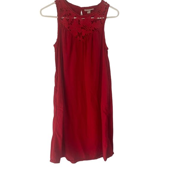 Knox Rose Women's Size‎ Small Floral Lace Red Sheath Tunic Mini Dress - Picture 1 of 11